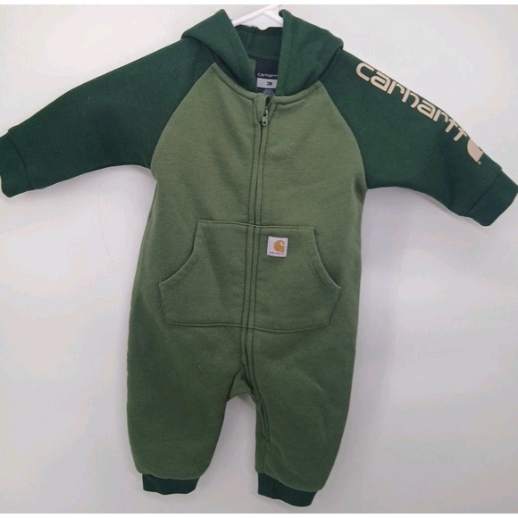Carhartt Other - Carhartt Hooded Front Zip Two-tone Green Sweat Suit Size 3 Months